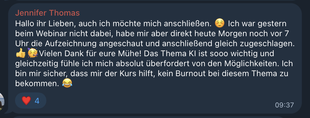 Testimonial von Jennifer